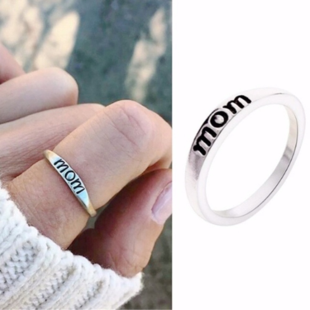 MOM Ring Silver Color Vintage Look